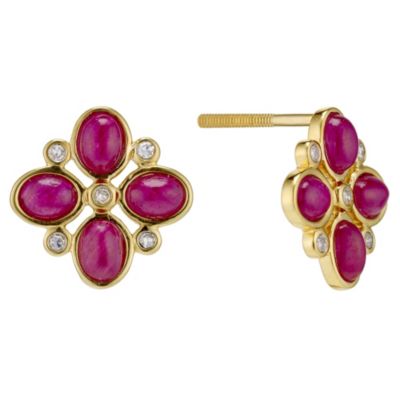 Sattva 22ct yellow gold diamond & ruby earrings - Product number 8950741