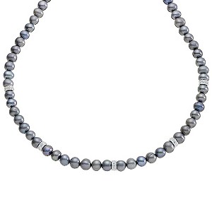 Black Freshwater Pearl & Cubic Zirconia Necklace