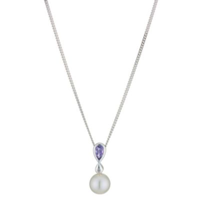 Sterling Silver Freshwater Pearl Amethyst Pendant