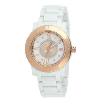 Juicy Couture ladies' rose gold plated & white strap watch - Product number 8954682