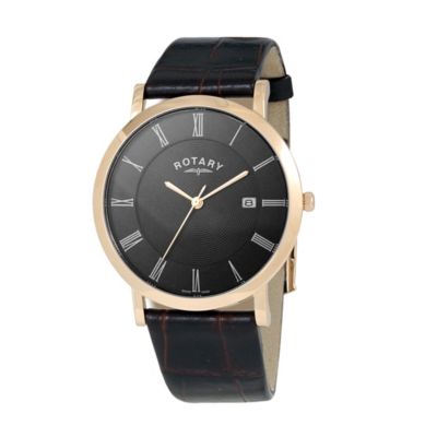 Rotary men's brown mock croc strap watch - Product number 8955506