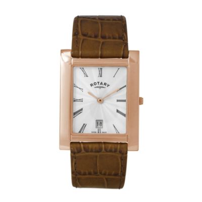 Rotary men's rose gold-plated & tan leather strap watch - Product number 8955522