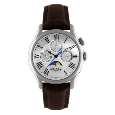 Rotary men's brown strap moonphase watch - Product number 8955565