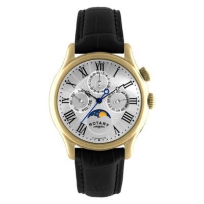 Rotary men's black strap moonphase watch - Product number 8955573