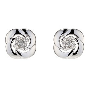 9ct White Gold Diamond Stud Earrings