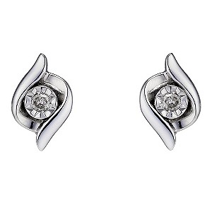 9ct White Gold and Diamond Stud Earrings