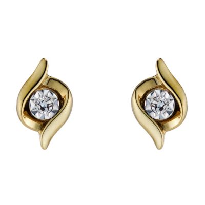 9ct Yellow Gold Diamond Stud Earrings - Product number 8955875