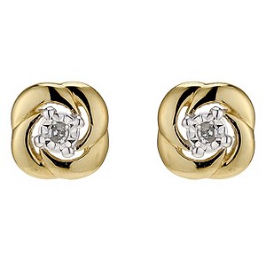 9ct Yellow Gold Diamond Stud Earrings