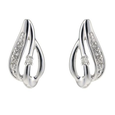 9ct White Gold Diamond Drop Earrings