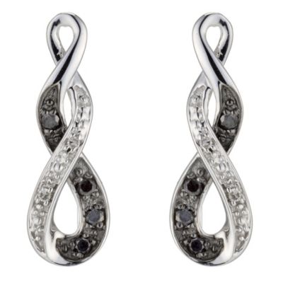 9ct White Gold Black & White Diamond Earrings - Product number 8955972