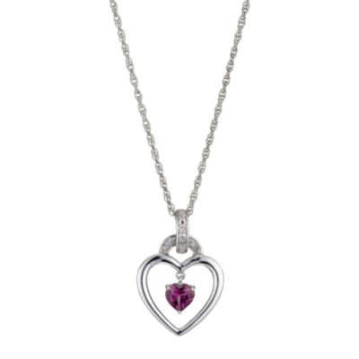 Silver Diamond & Rhodalite Pendant Garnet Necklace - Product number 8956219