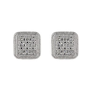 Unbranded 9ct White Gold Diamond Square Earrings