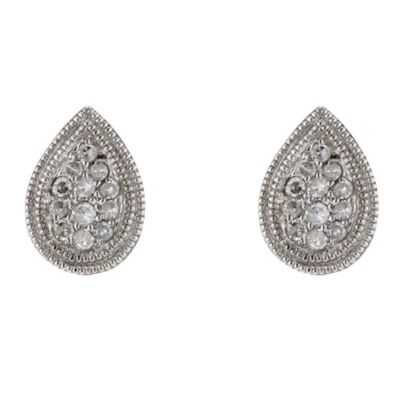9ct White Gold Diamond Teardrop Earrings - Product number 8956286