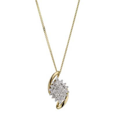 9ct Yellow Gold 1/3 Carat Diamond Cluster Pendant