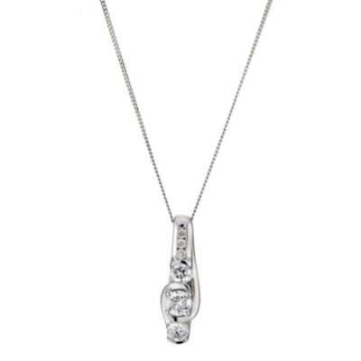 9ct White Gold 1/4 Carat Diamond Cluster Pendant - Product number 8956847
