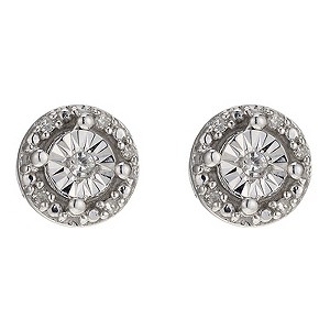 Silver & Diamond Stud Earrings