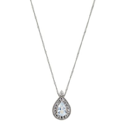 9ct White Gold Teardrop Pendant