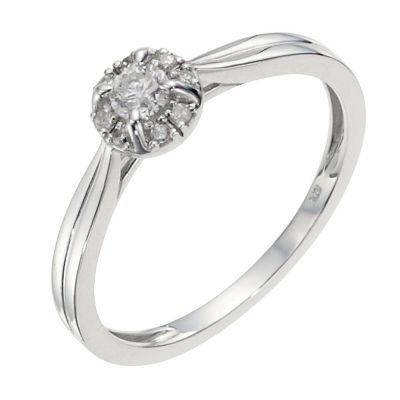 9ct White Gold Diamond Solitaire Ring