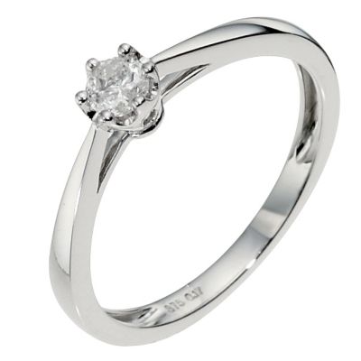 9ct White Gold Diamond Solitaire Ring