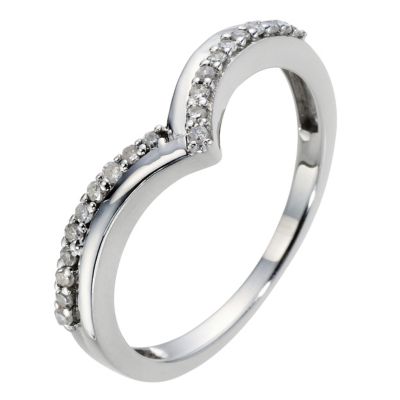 9ct White Gold Wishbone Diamond Ring