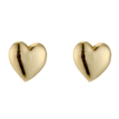 9ct Yellow Gold Small Heart Stud Earrings