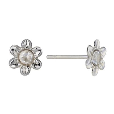 9ct White Gold Cubic Zirconia Flower Stud Earrings - Product number 8959234