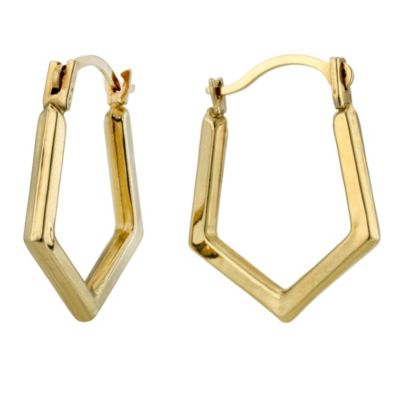 9ct Yellow Gold Diamond Shape Creole Earrings