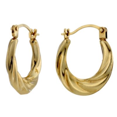 9ct Yellow Gold Twist Light Creole Earrings