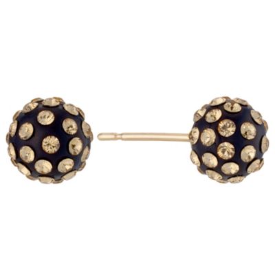 H Samuel 9ct Yellow Gold Black and Champagne Stud Earrings