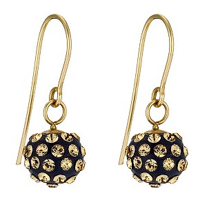 Unbranded 9ct Yellow Gold Black and Champagne Drop Earrings
