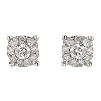 9ct white gold 1/2 carat diamond cluster pear earrings - Product number 8960100