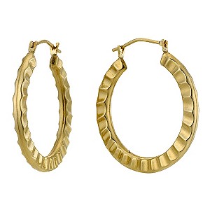 H Samuel 9ct Yellow Gold Bonded Ripple Creole Earrings
