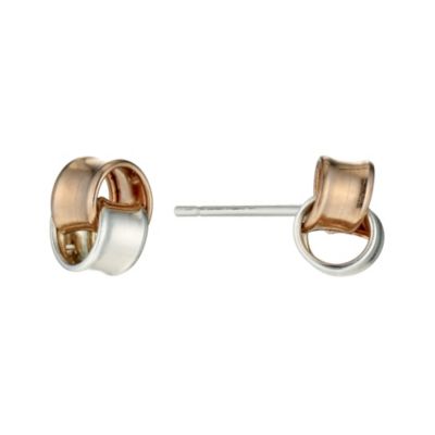 9ct Rose & Silver Knot Stud Earrings - Product number 8960887