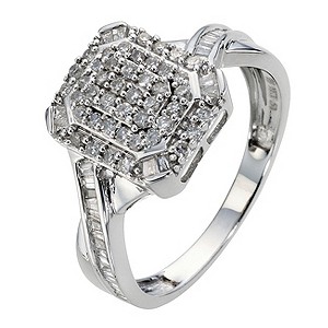 Unbranded 9ct White Gold 1/2 Carat Diamond Cluster Ring