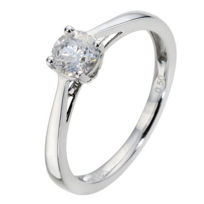 14ct White Gold 1/2 Carat Diamond Solitaire Ring