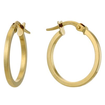 9ct Yellow Gold Square Tube 15mm Creole Earrings