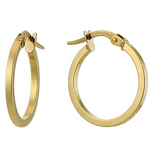 H Samuel 9ct Yellow Gold Square Tube 15mm Creole Earrings