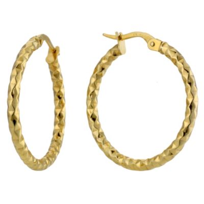 9ct Yellow Gold Sparkle 20mm Creole Earrings - Product number 8965579