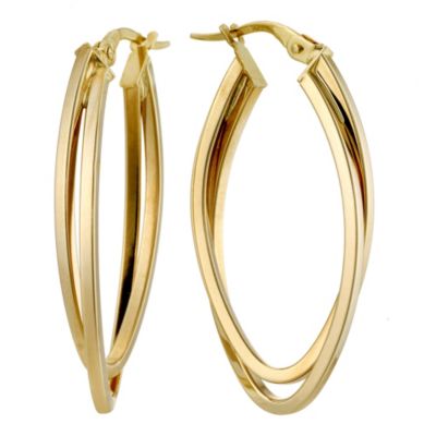 9ct Yellow Gold Double Oval Creole Earrings