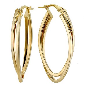 Unbranded 9ct Yellow Gold Double Oval Creole Earrings