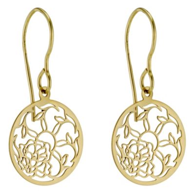 9ct Yellow Gold Floral Cut Out Earrings - Product number 8965609
