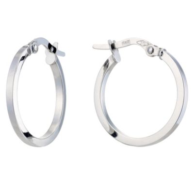 9ct White Gold Tube Creole Earrings 15mm - Product number 8965625