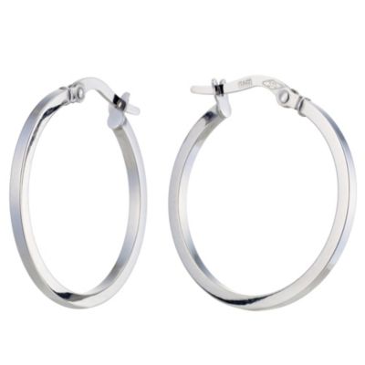 9ct White Gold Tube Creole Earrings 20mm