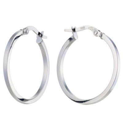 9ct White Gold Tube Creole Earrings 20mm - Product number 8965633