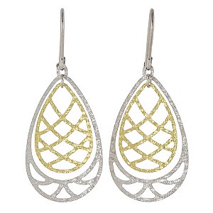 H Samuel 9ct Yellow Gold and Silver Cut Out Drop Earrings