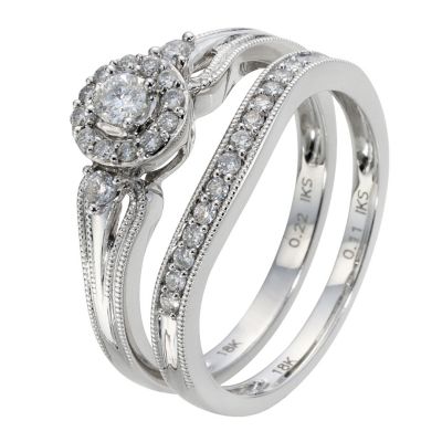 18ct White Gold 0.33 Carat Diamond Bridal Ring Set - Product number 8966176