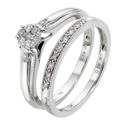 Perfect Fit 9ct White Gold 1/5 Carat Diamond Cluster Bridal