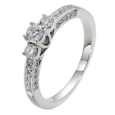 9ct White Gold Half Carat Diamond Trilogy Ring - Product number 8968039