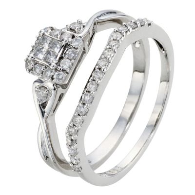 18ct White Gold Diamond Princessa Bridal Set - Product number 8968578