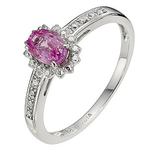 H Samuel 9ct White Gold Pink Sapphire Ring